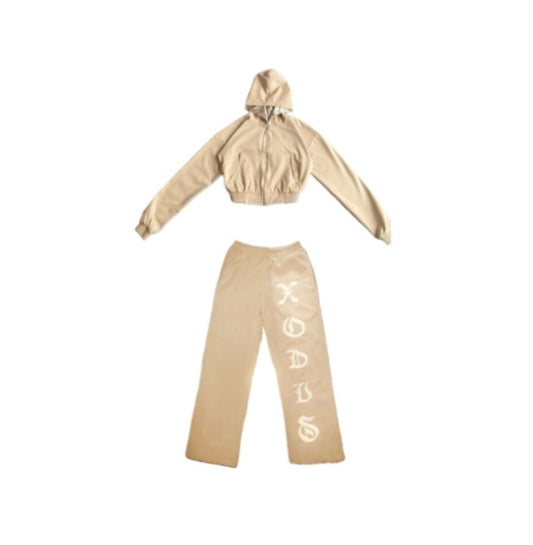 XODUS CROP SWEATSUIT NUDE