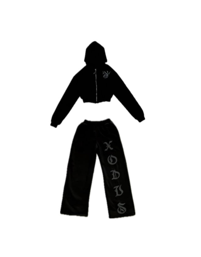 XODUS CROP SWEATSUIT BLACK