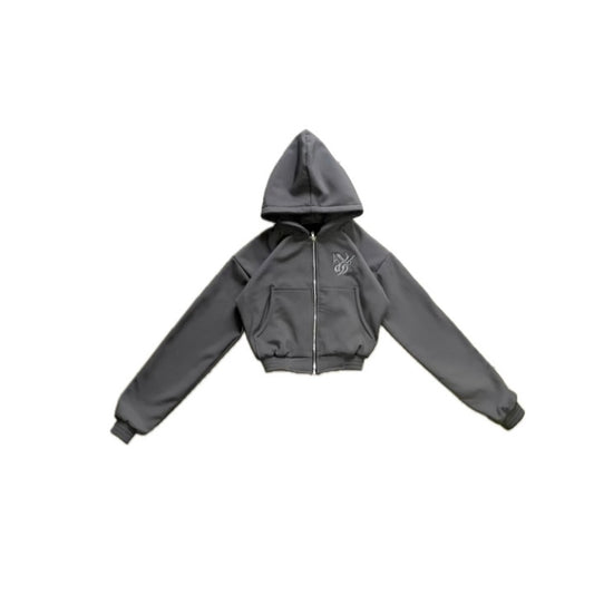 XODUS CROP ZIP HOODIE GREY